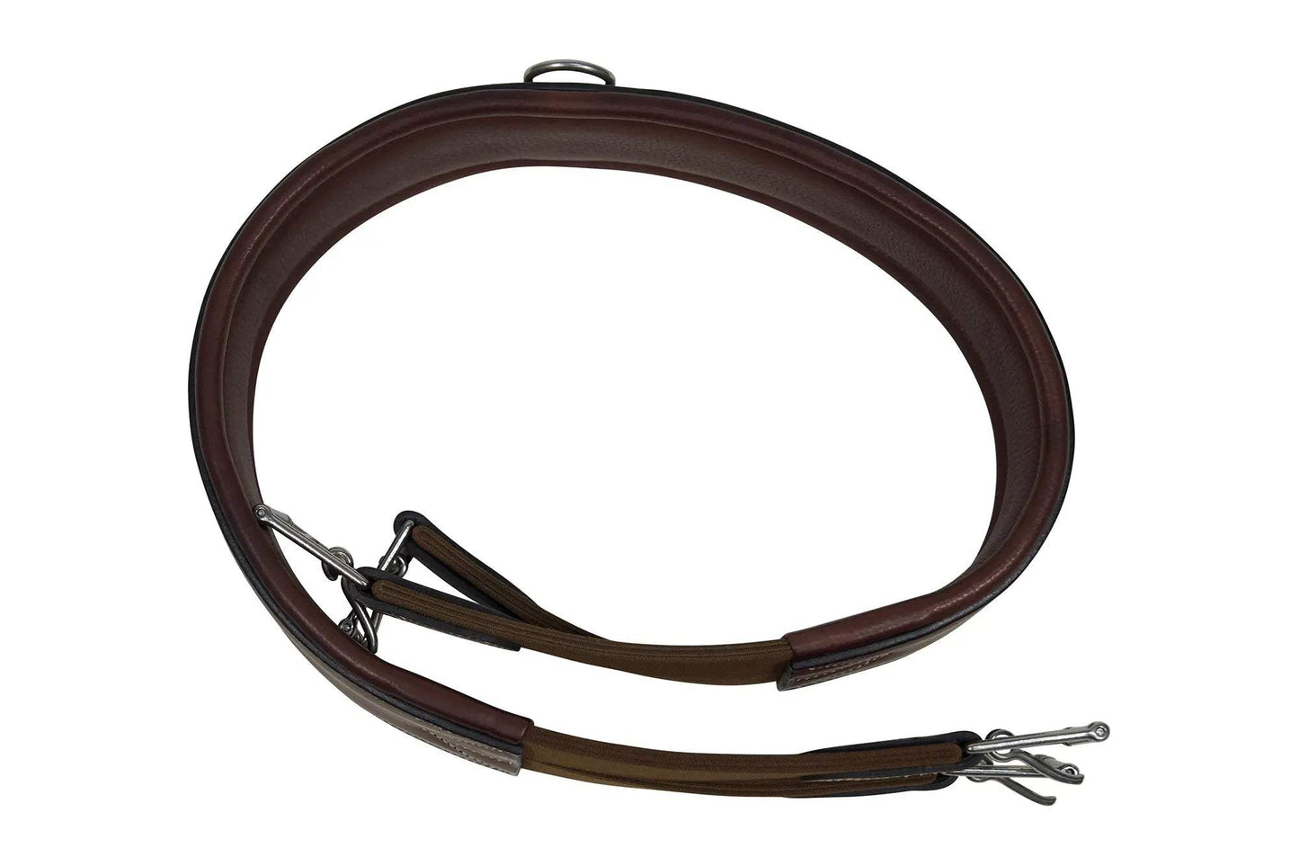Huntley Equestrian Sedgwick Leather Fancy Stitched Padded Leather Contour Shaped Girth with Double End Elastic - Huntley Equestrian - Flyclothing LLC