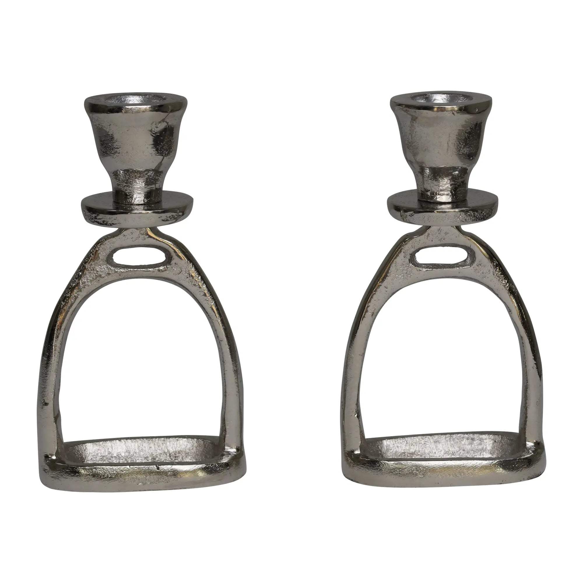 Huntley Equestrian Stirrup Candle Stick Holders, Silver set of 2 - Huntley Equestrian - Flyclothing LLC