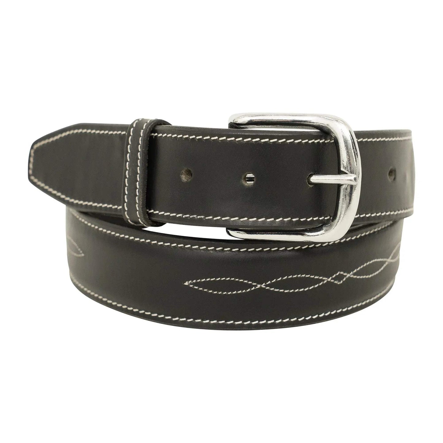 Huntley Fancy Stitched Ladies 1.5" Inch wide belt, Black - Huntley Equestrian - Flyclothing LLC