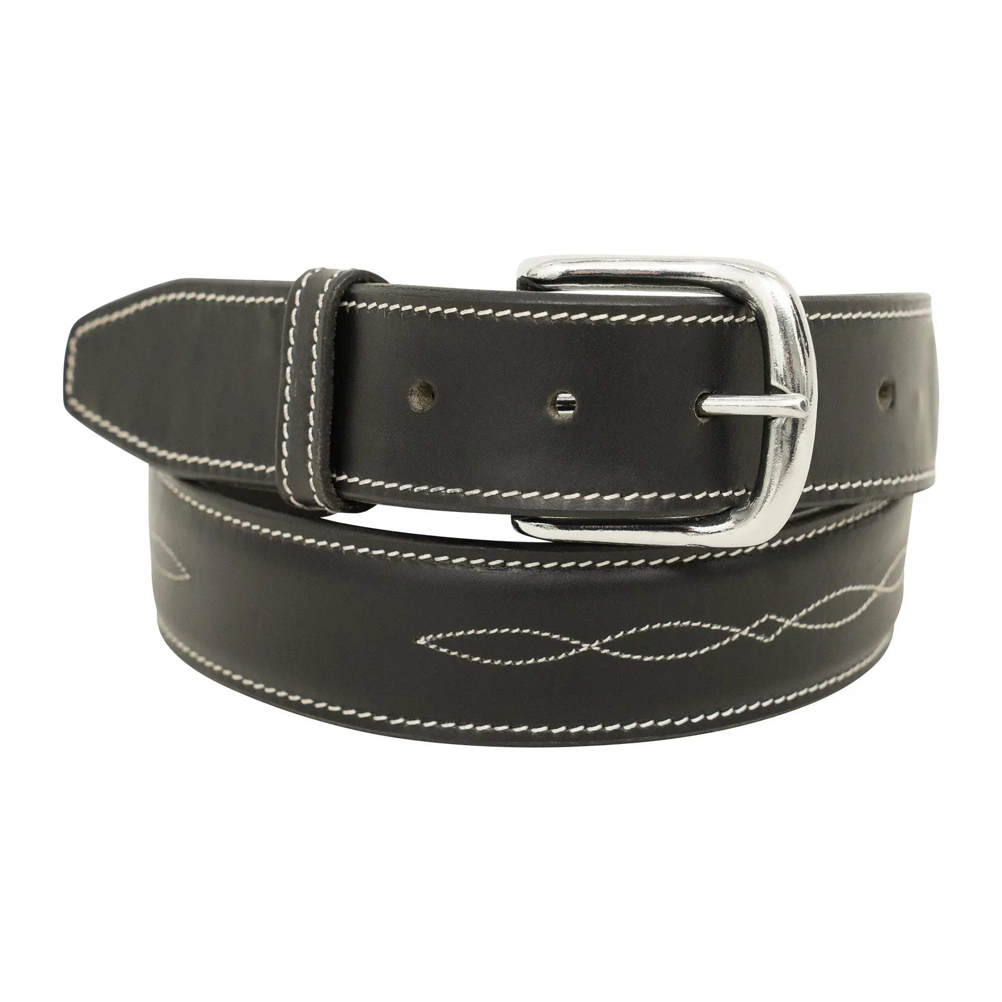 Huntley Fancy Stitched Ladies 1.5" Inch wide belt, Black - Huntley Equestrian - Flyclothing LLC