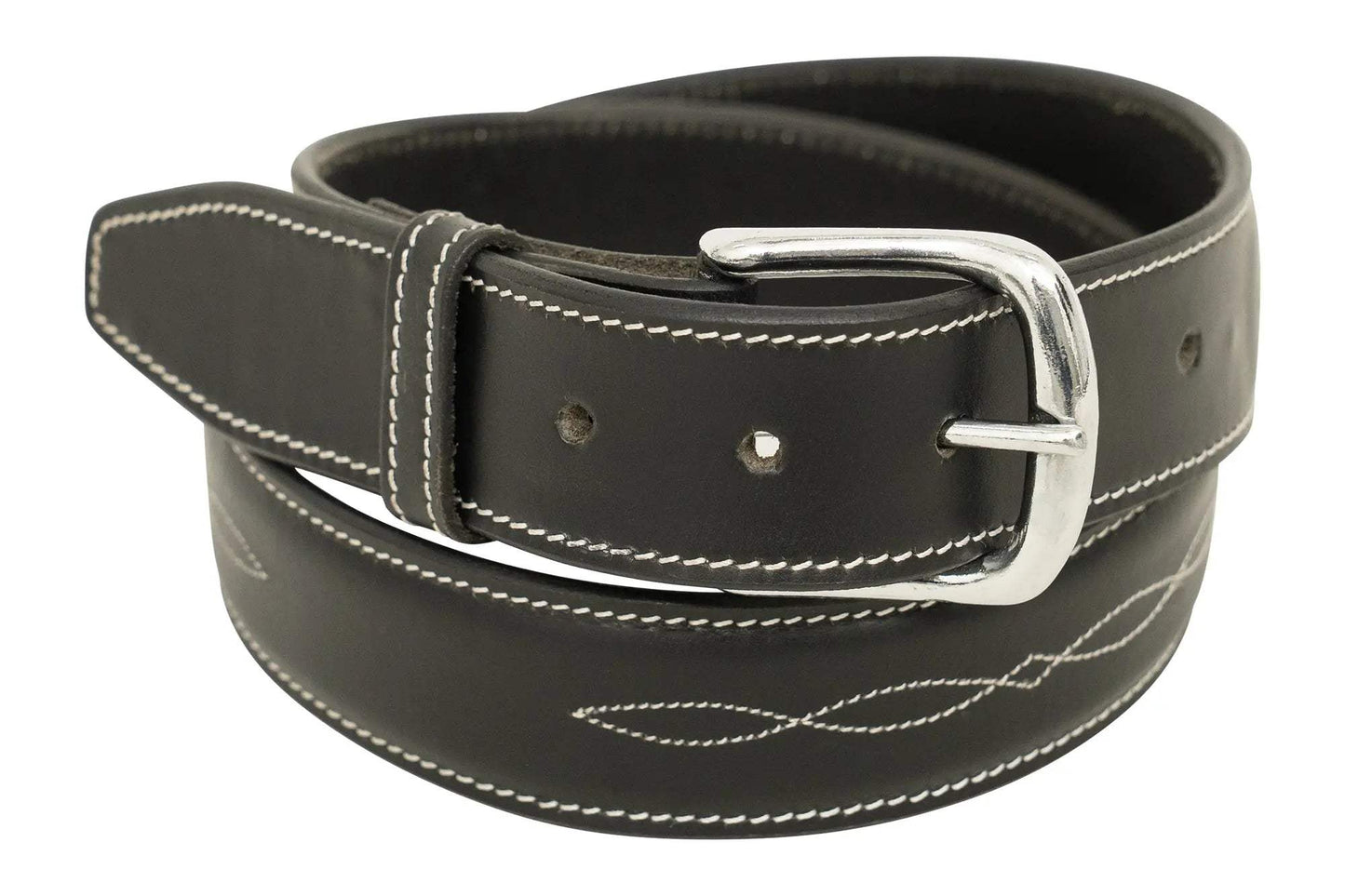 Huntley Fancy Stitched Ladies 1.5" Inch wide belt, Black - Huntley Equestrian - Flyclothing LLC
