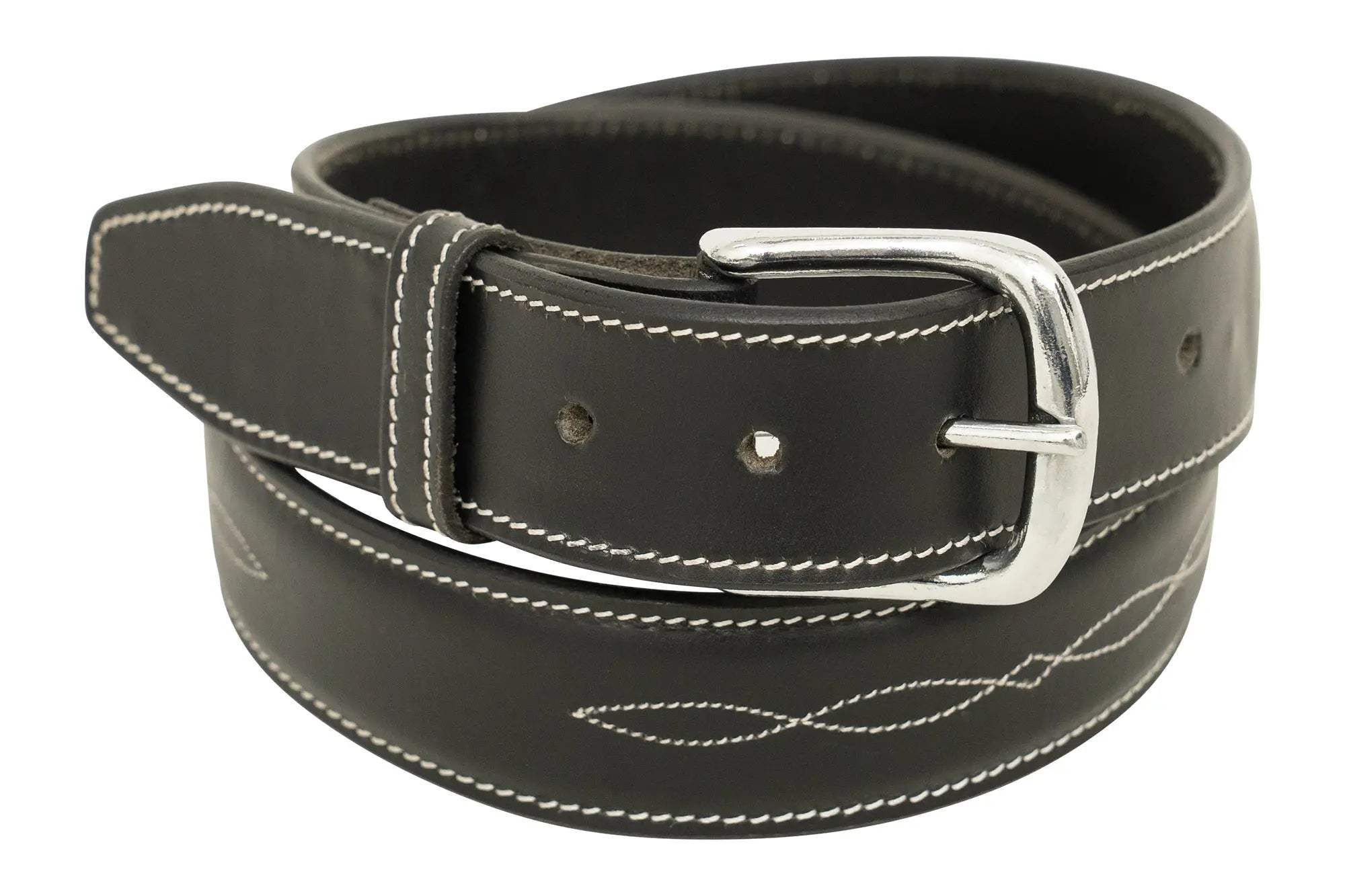 Huntley Fancy Stitched Ladies 1.5" Inch wide belt, Black - Huntley Equestrian - Flyclothing LLC