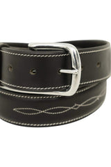 Huntley Fancy Stitched Ladies 1.5" Inch wide belt, Black - Huntley Equestrian - Flyclothing LLC