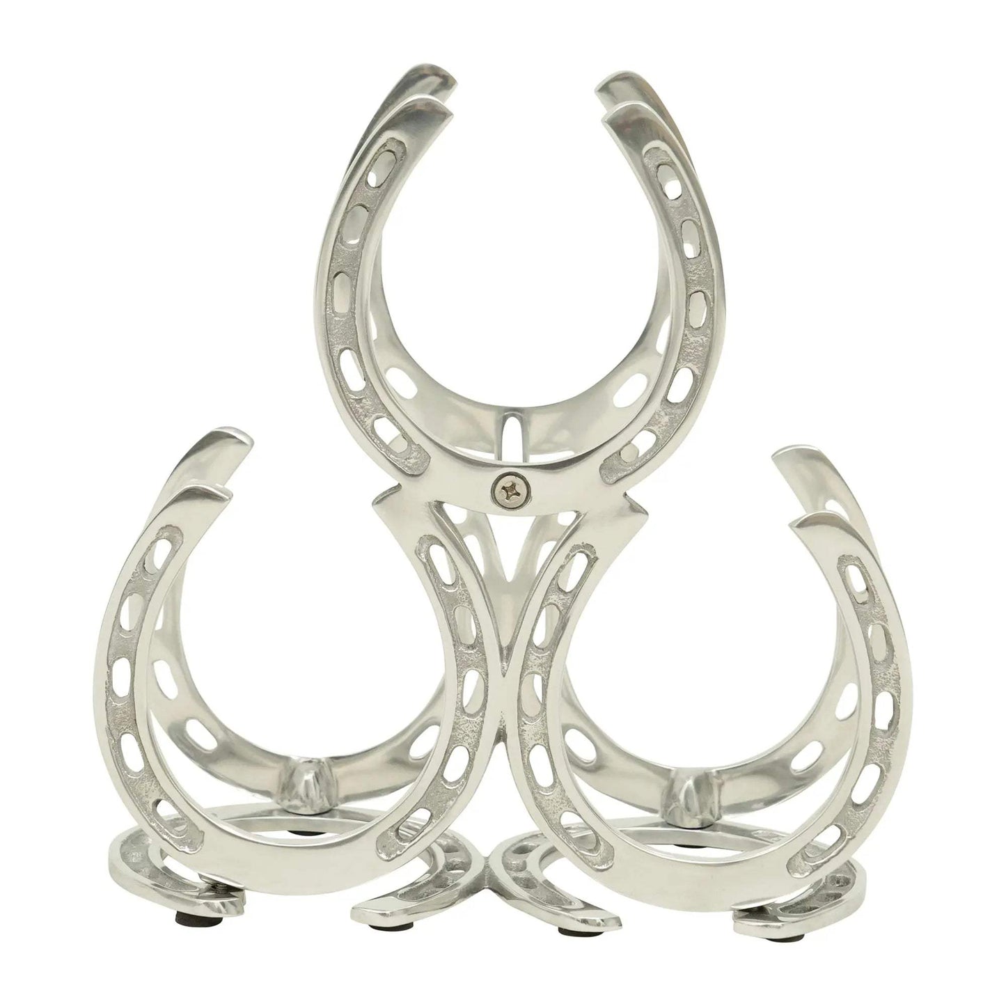 Huntley Horseshoe 3-Bottle Wine Rack, Aluminum Silver Finish - Huntley Equestrian - Flyclothing LLC