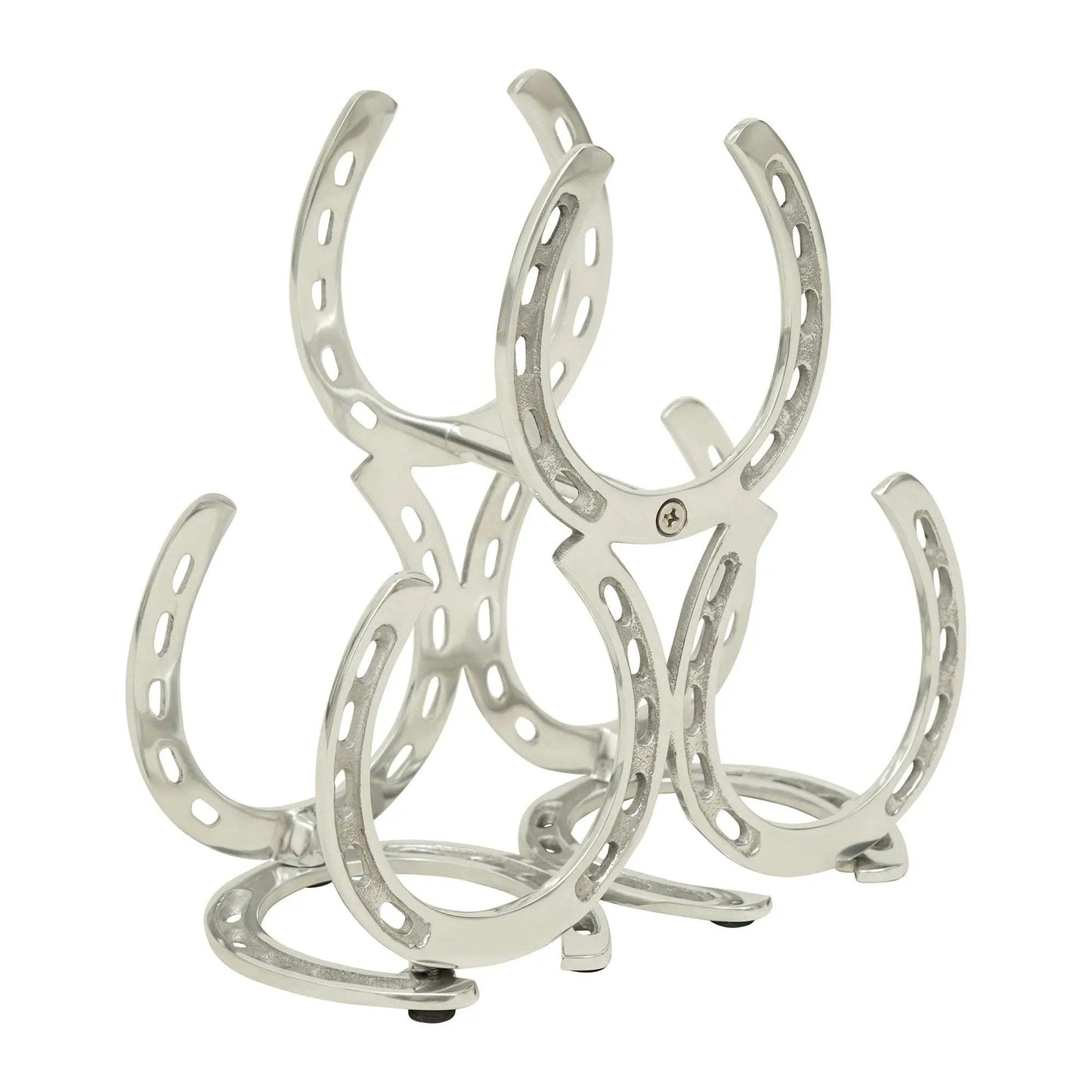 Huntley Horseshoe 3-Bottle Wine Rack, Aluminum Silver Finish - Huntley Equestrian - Flyclothing LLC