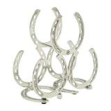 Huntley Horseshoe 3-Bottle Wine Rack, Aluminum Silver Finish - Huntley Equestrian - Flyclothing LLC