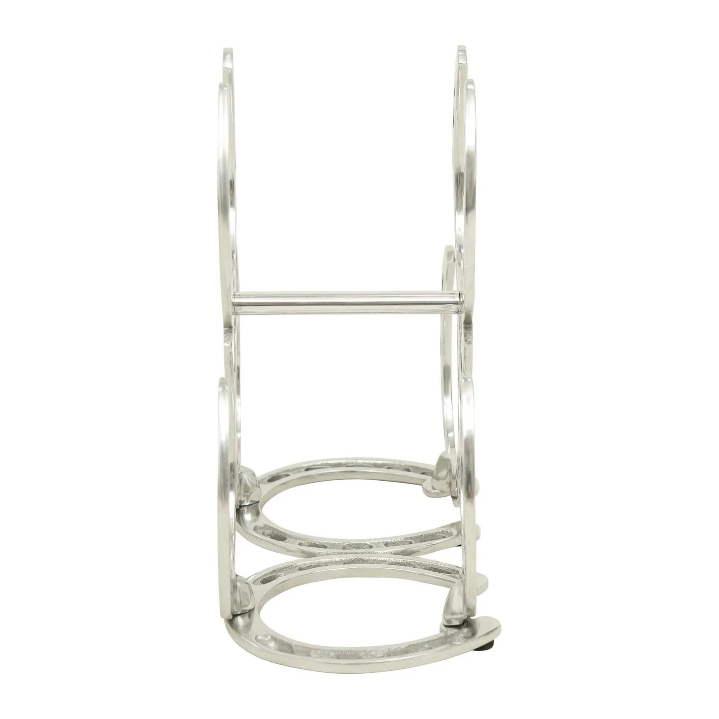 Huntley Horseshoe 3-Bottle Wine Rack, Aluminum Silver Finish - Huntley Equestrian - Flyclothing LLC