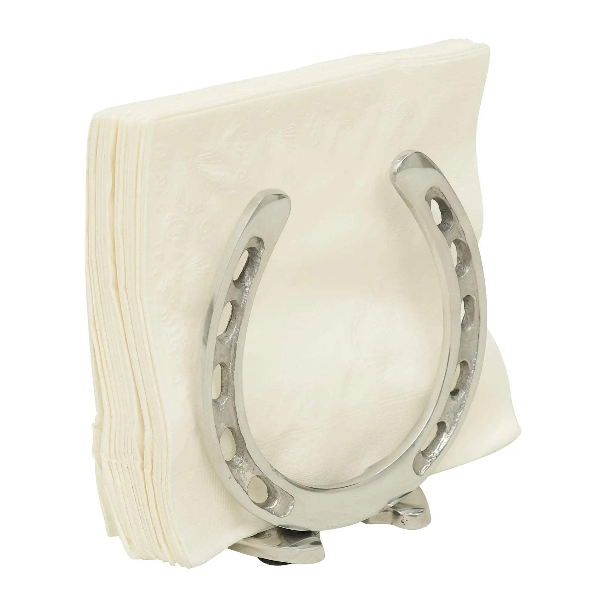 Huntley Horseshoe Napkin Holder, Aluminum Silver Finish - Huntley Equestrian - Flyclothing LLC