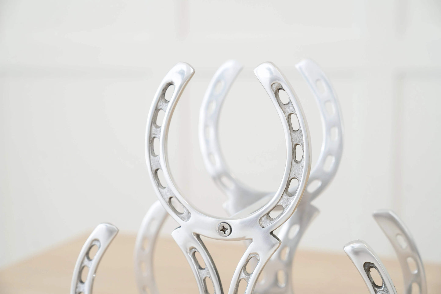 Huntley Horseshoe 3-Bottle Wine Rack, Aluminum Silver Finish - Huntley Equestrian - Flyclothing LLC