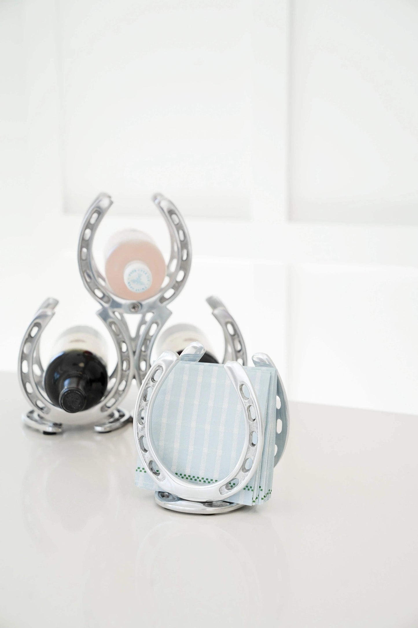 Huntley Horseshoe Napkin Holder, Aluminum Silver Finish - Huntley Equestrian - Flyclothing LLC