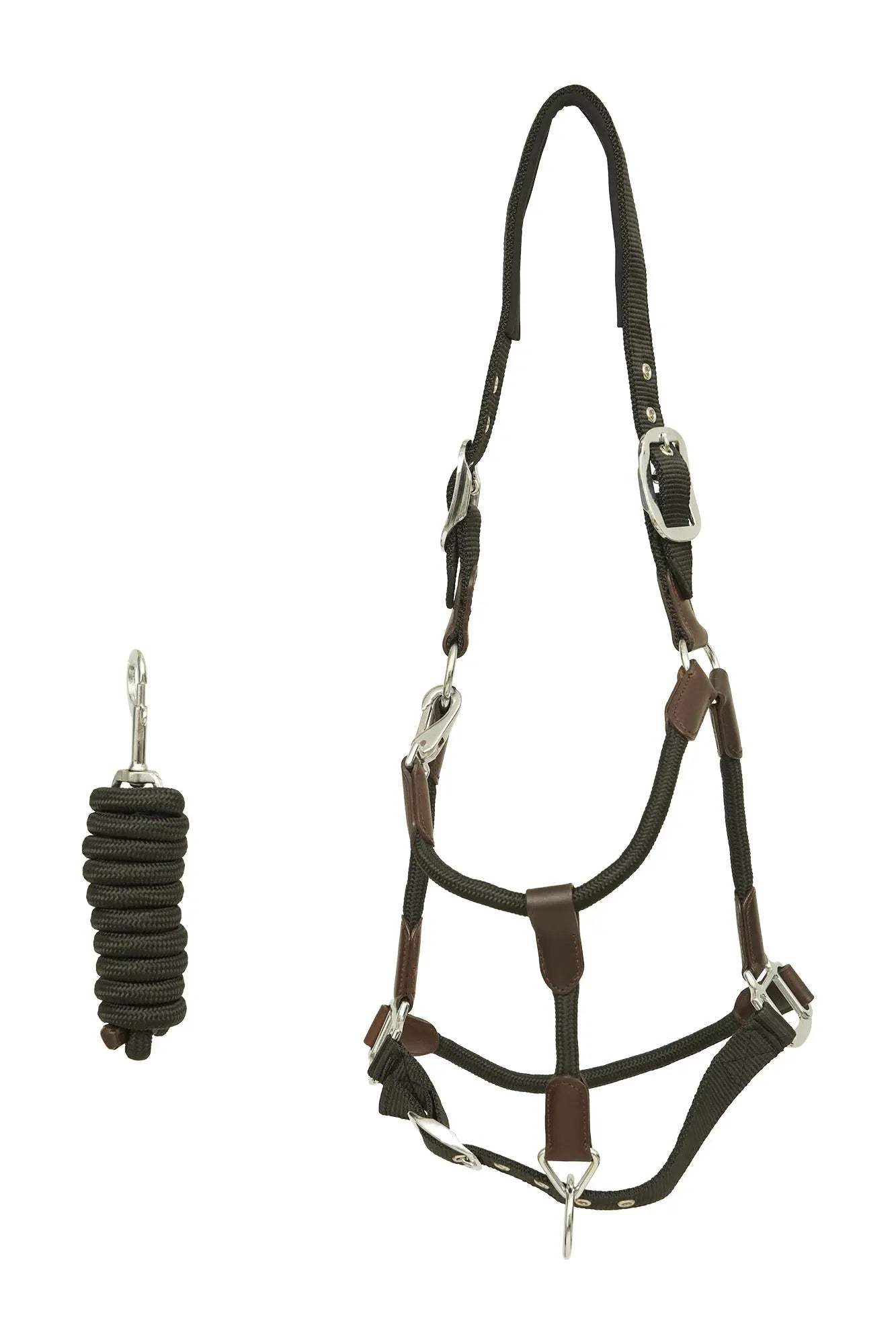 Huntley Nylon Halter and Removable Lead with Snap, Black - Huntley Equestrian - Flyclothing LLC
