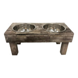 Huntley Pet Berjen Table Elevated Double Bowl Pet Feeder, Brown Wash - Huntley Equestrian - Flyclothing LLC