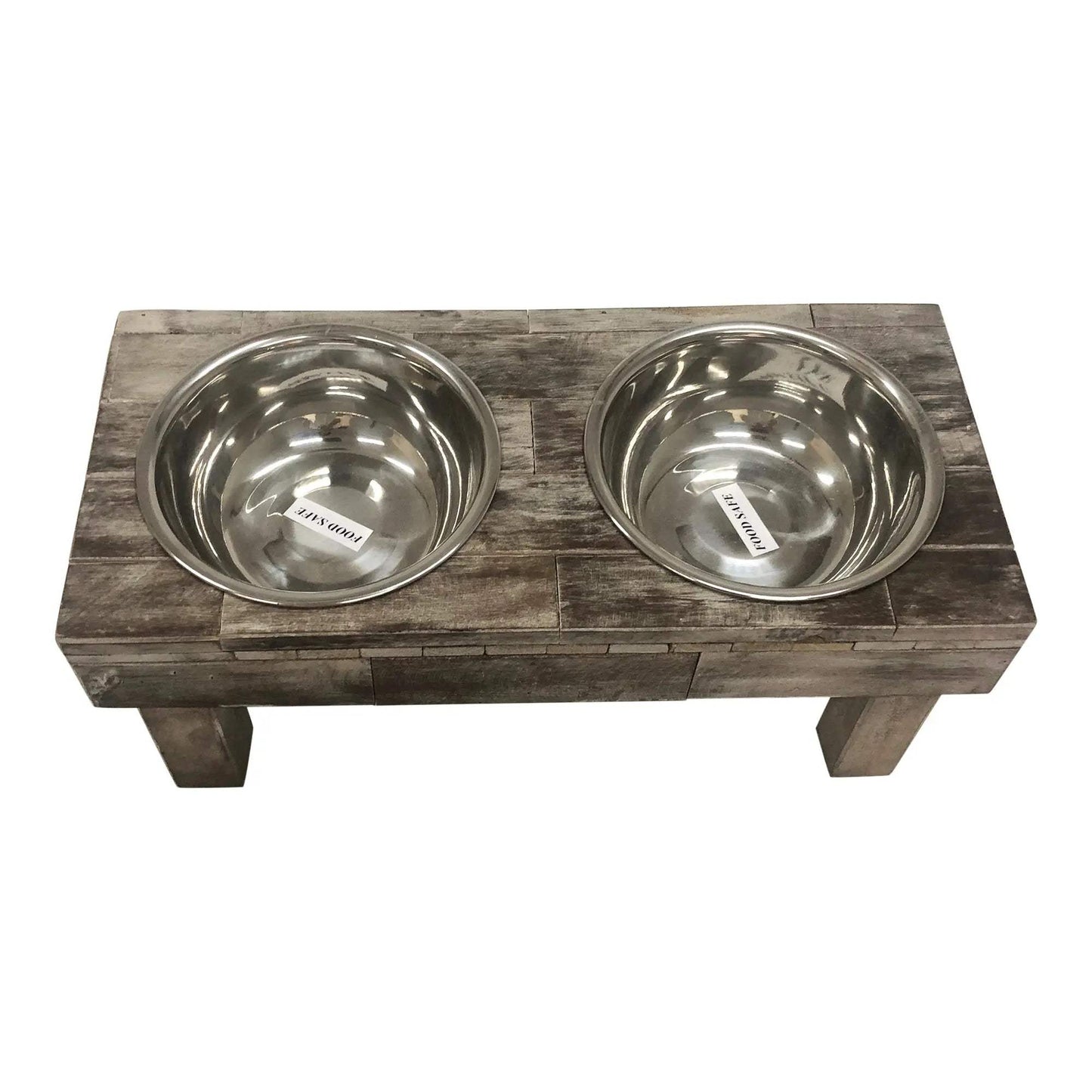 Huntley Pet Berjen Table Elevated Double Bowl Pet Feeder, Brown Wash - Huntley Equestrian - Flyclothing LLC