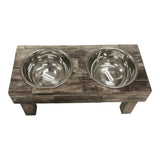 Huntley Pet Berjen Table Elevated Double Bowl Pet Feeder, Brown Wash - Huntley Equestrian - Flyclothing LLC