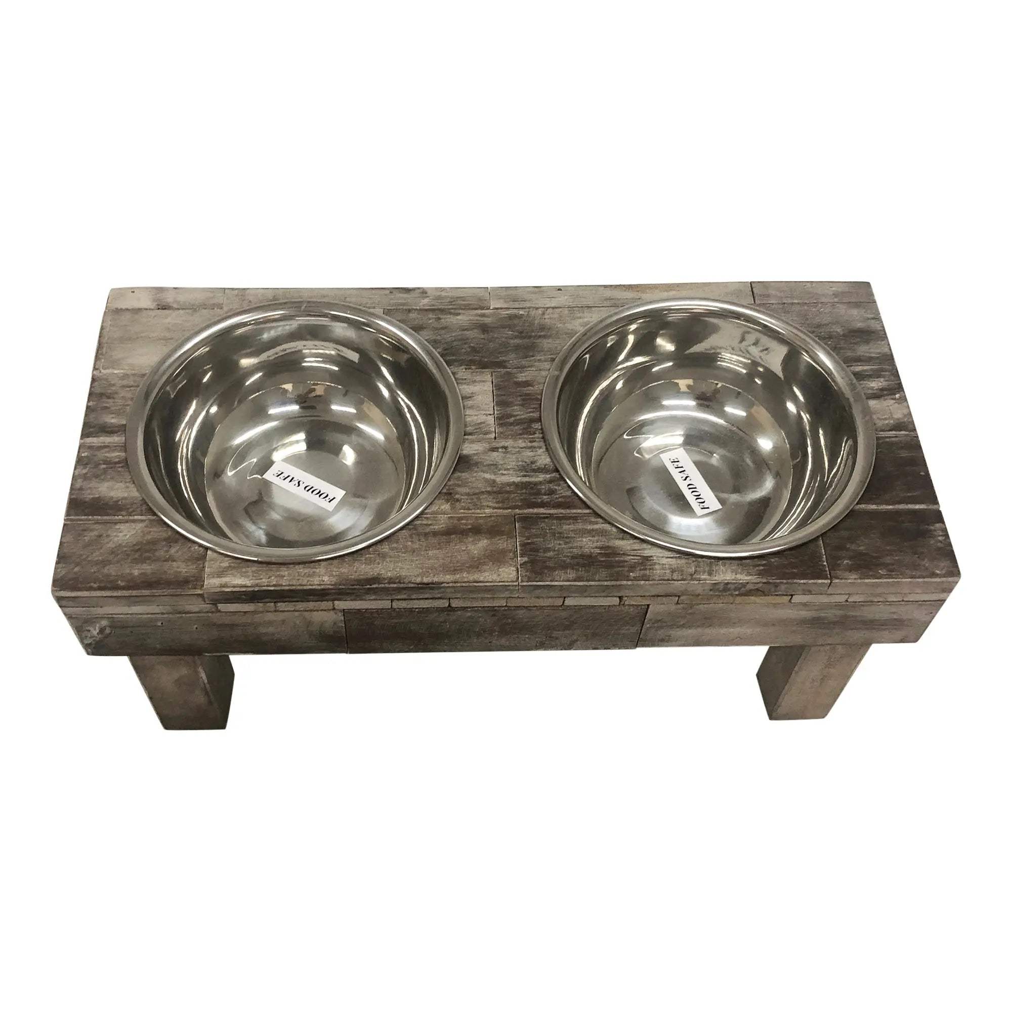Huntley Pet Berjen Table Elevated Double Bowl Pet Feeder, Brown Wash - Huntley Equestrian - Flyclothing LLC