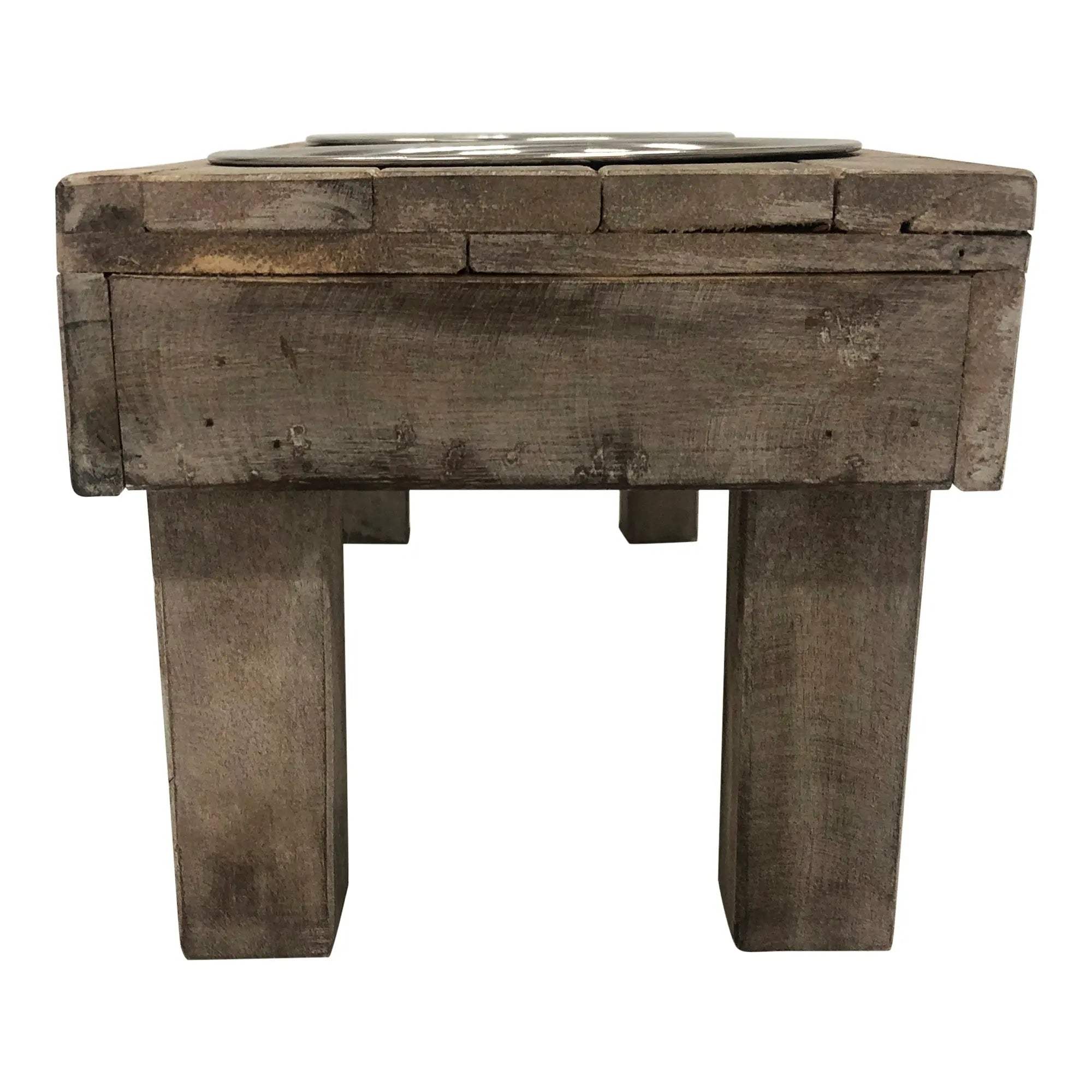 Huntley Pet Berjen Table Elevated Double Bowl Pet Feeder, Brown Wash - Huntley Equestrian - Flyclothing LLC