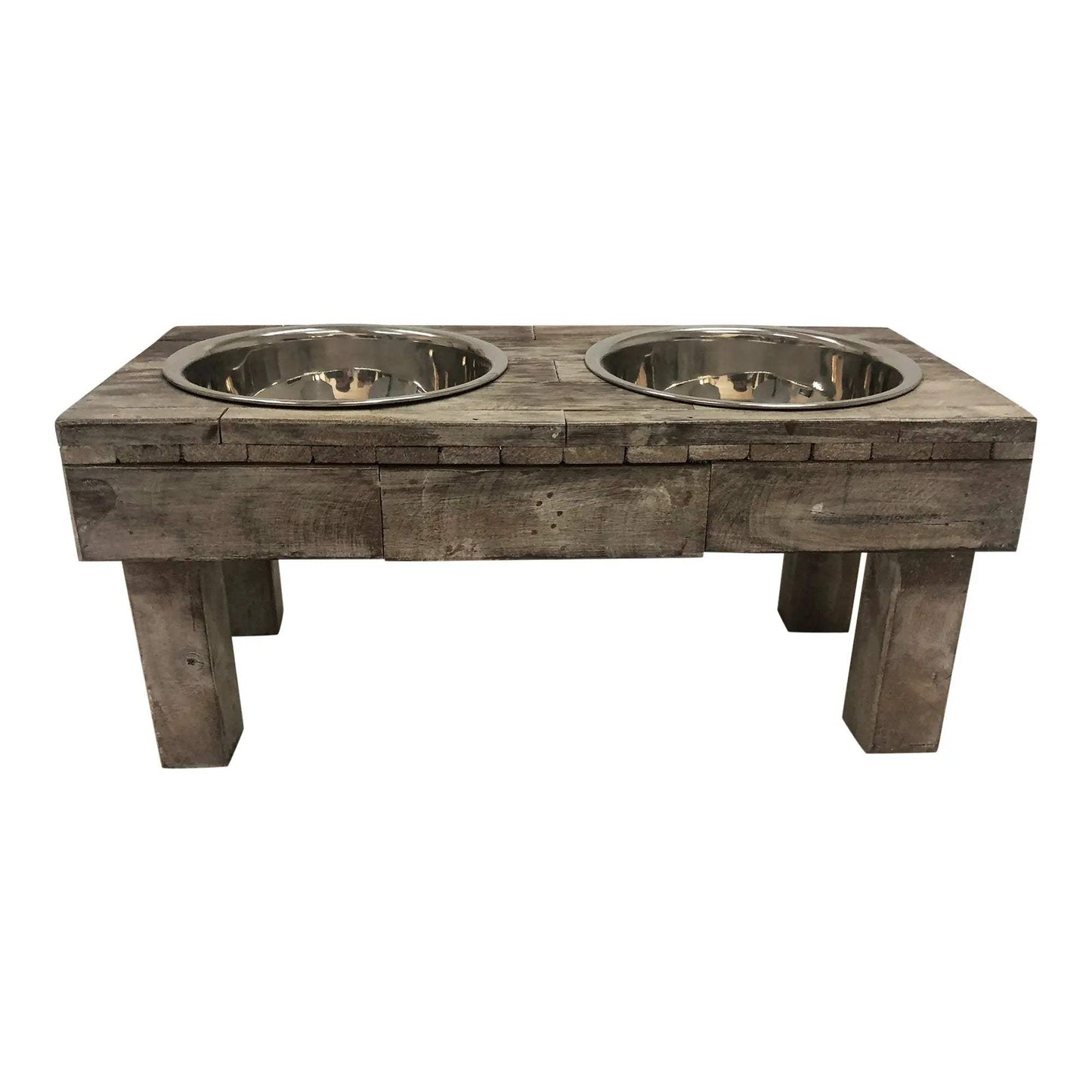 Huntley Pet Berjen Table Elevated Double Bowl Pet Feeder, Brown Wash - Huntley Equestrian - Flyclothing LLC