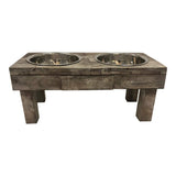 Huntley Pet Berjen Table Elevated Double Bowl Pet Feeder, Brown Wash - Huntley Equestrian - Flyclothing LLC
