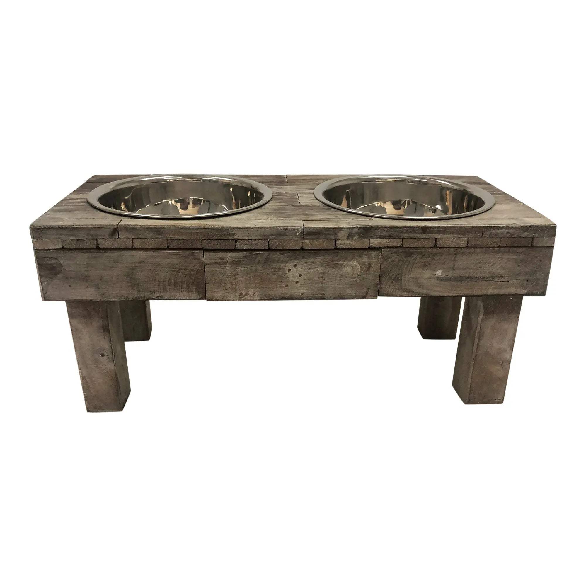 Huntley Pet Berjen Table Elevated Double Bowl Pet Feeder, Brown Wash - Huntley Equestrian - Flyclothing LLC