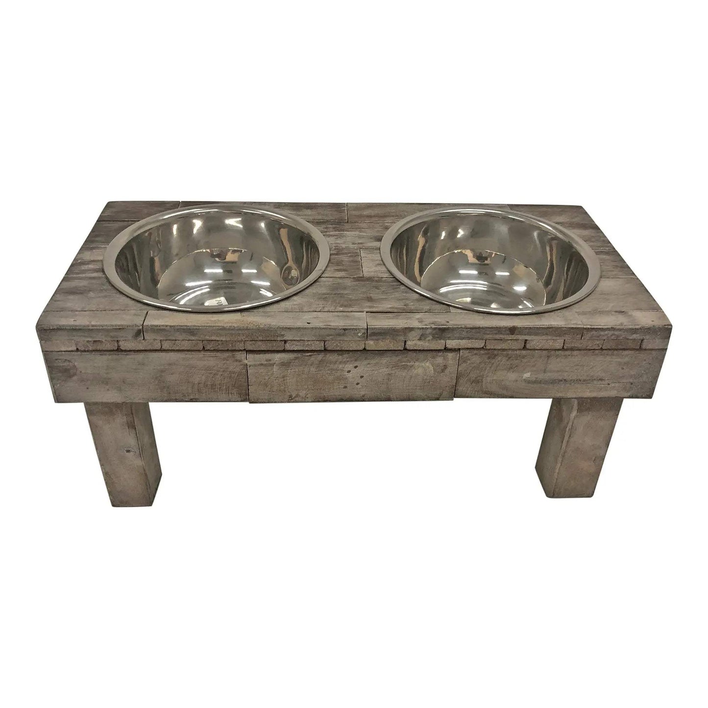 Huntley Pet Berjen Table Elevated Double Bowl Pet Feeder, Brown Wash - Huntley Equestrian - Flyclothing LLC