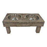 Huntley Pet Berjen Table Elevated Double Bowl Pet Feeder, Brown Wash - Huntley Equestrian - Flyclothing LLC