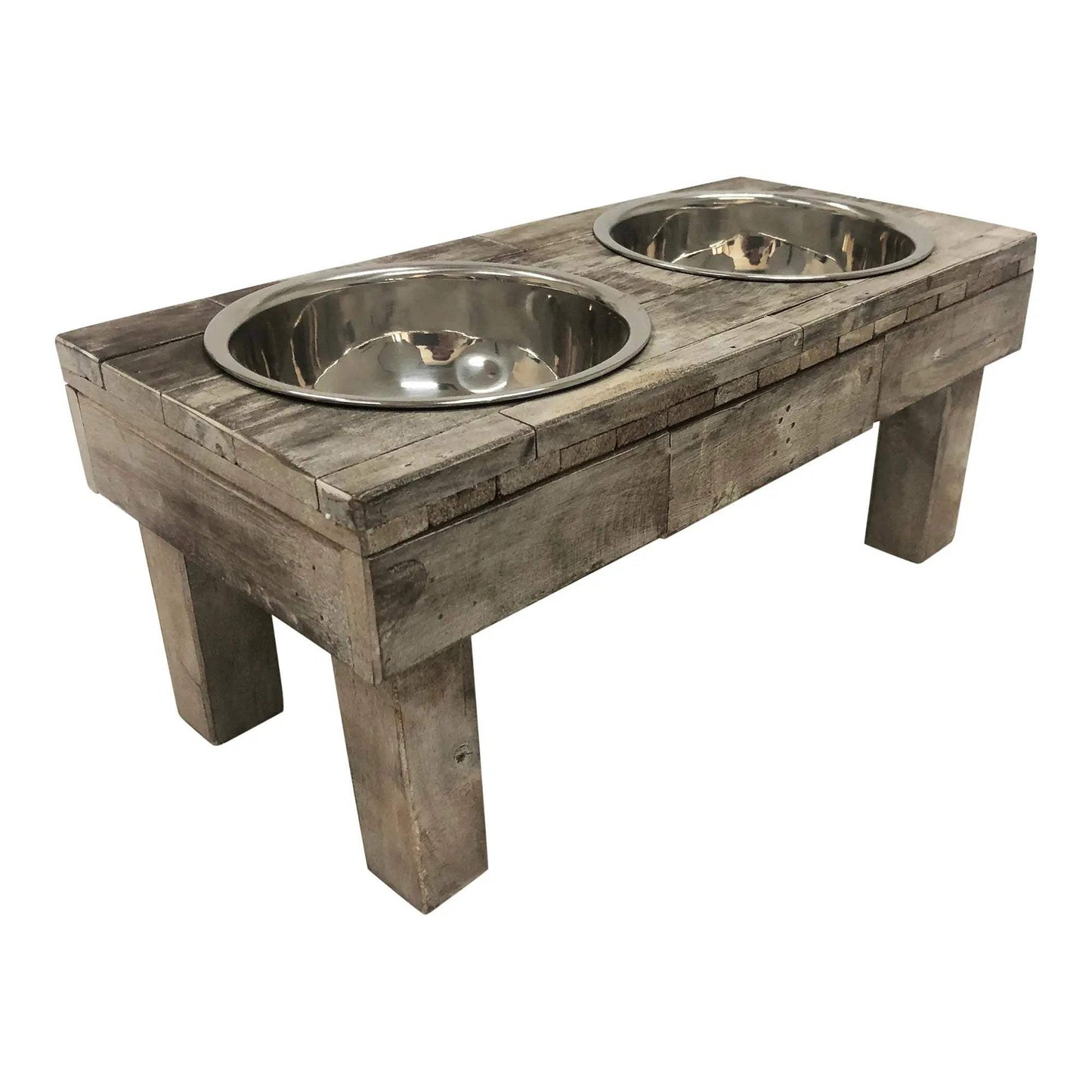 Huntley Pet Berjen Table Elevated Double Bowl Pet Feeder, Brown Wash - Huntley Equestrian - Flyclothing LLC