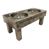 Huntley Pet Berjen Table Elevated Double Bowl Pet Feeder, Brown Wash - Huntley Equestrian - Flyclothing LLC