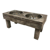 Huntley Pet Berjen Table Elevated Double Bowl Pet Feeder, Brown Wash - Huntley Equestrian - Flyclothing LLC