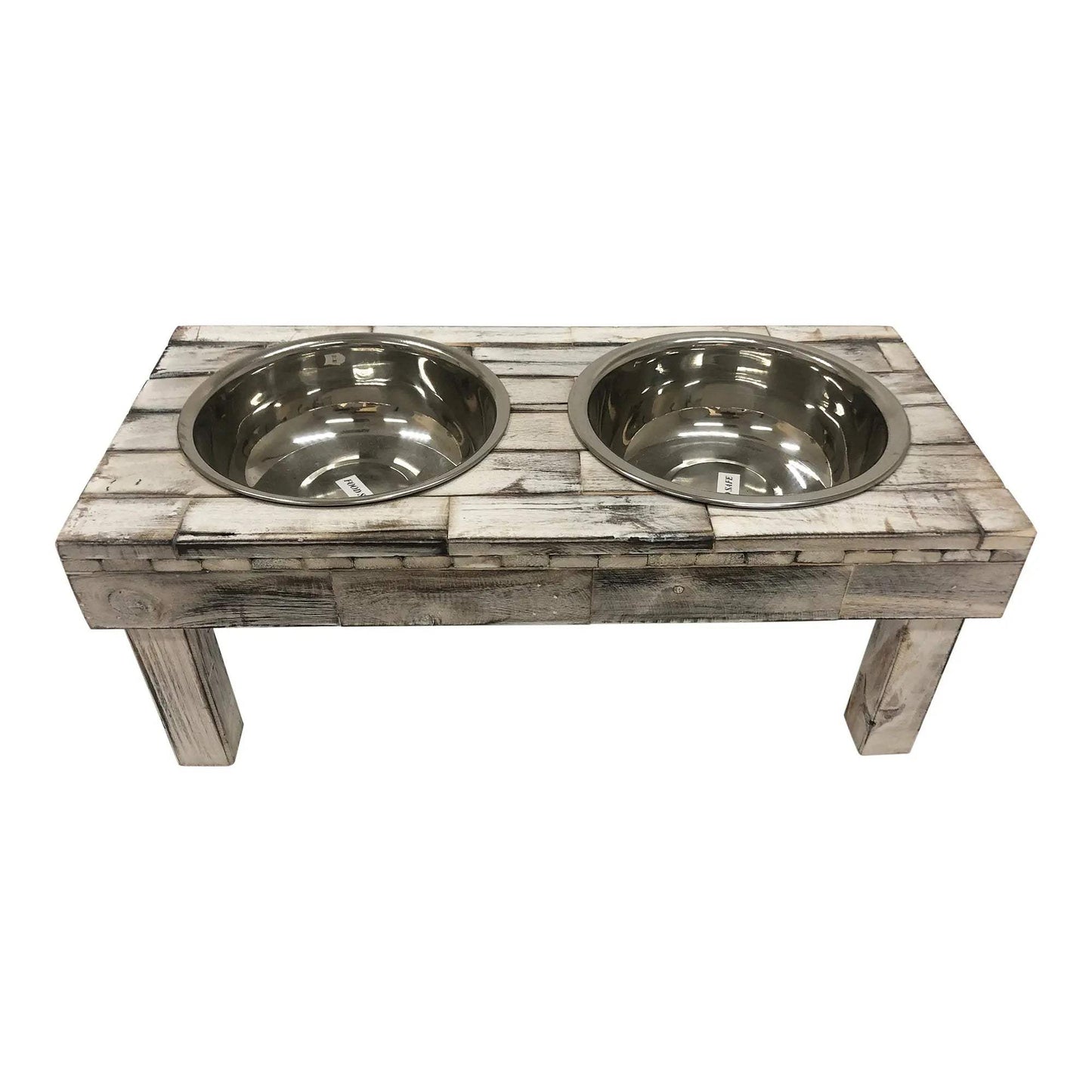 Huntley Pet Berjen Table Elevated Double Bowl Pet Feeder, White Wash - Huntley Equestrian - Flyclothing LLC