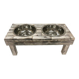 Huntley Pet Berjen Table Elevated Double Bowl Pet Feeder, White Wash - Huntley Equestrian - Flyclothing LLC