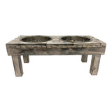 Huntley Pet Berjen Table Elevated Double Bowl Pet Feeder, White Wash - Huntley Equestrian - Flyclothing LLC