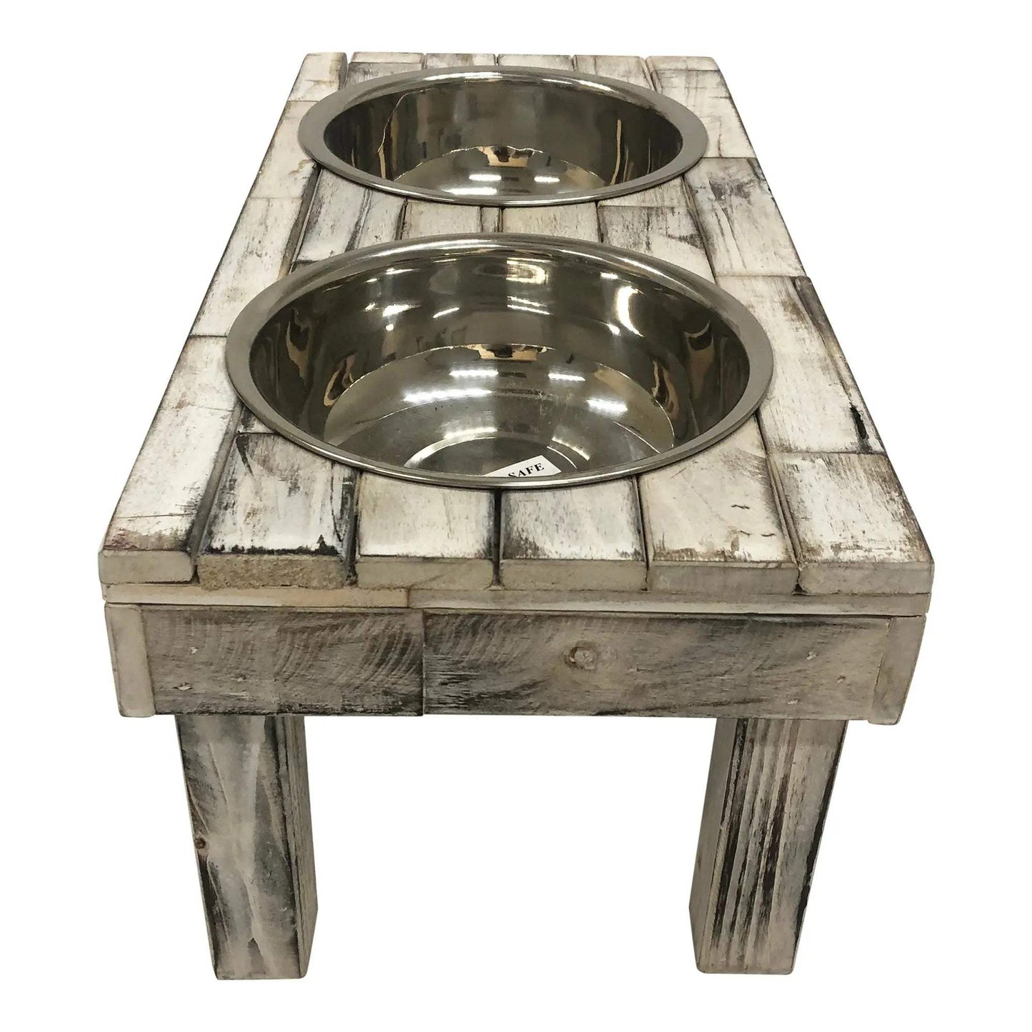Huntley Pet Berjen Table Elevated Double Bowl Pet Feeder, White Wash - Huntley Equestrian - Flyclothing LLC