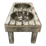 Huntley Pet Berjen Table Elevated Double Bowl Pet Feeder, White Wash - Huntley Equestrian - Flyclothing LLC