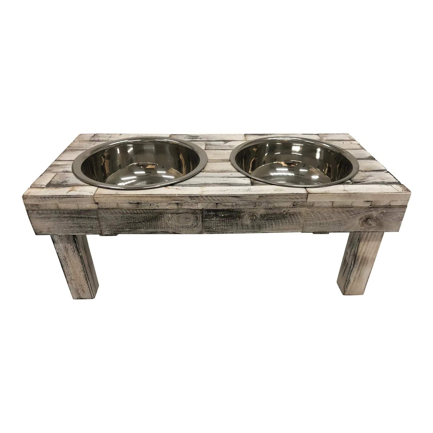Huntley Pet Berjen Table Elevated Double Bowl Pet Feeder, White Wash - Huntley Equestrian - Flyclothing LLC