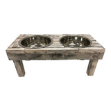 Huntley Pet Berjen Table Elevated Double Bowl Pet Feeder, White Wash - Huntley Equestrian - Flyclothing LLC