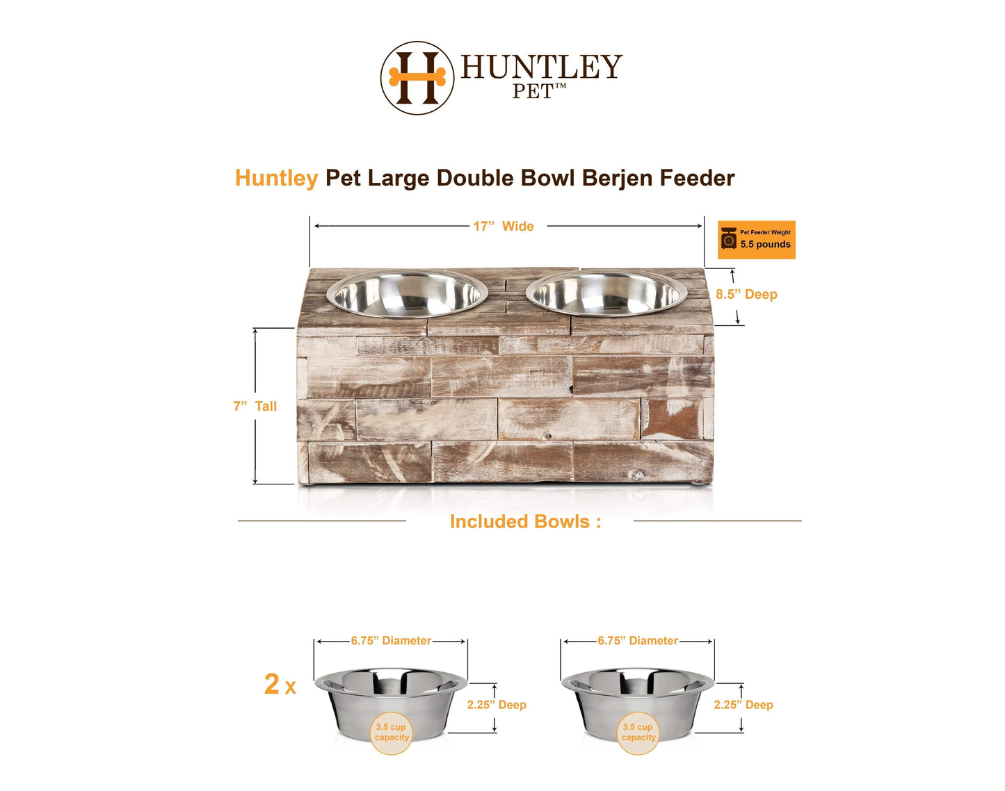 Huntley Pet Elevated Dog and Cat Double Bowl Feeder - Huntley Equestrian - Flyclothing LLC
