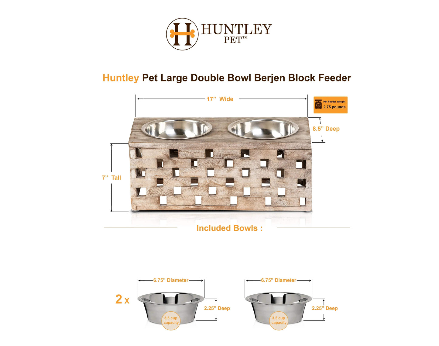 Huntley Pet Elevated Dog and Cat Double Bowl Feeder - Huntley Equestrian - Flyclothing LLC