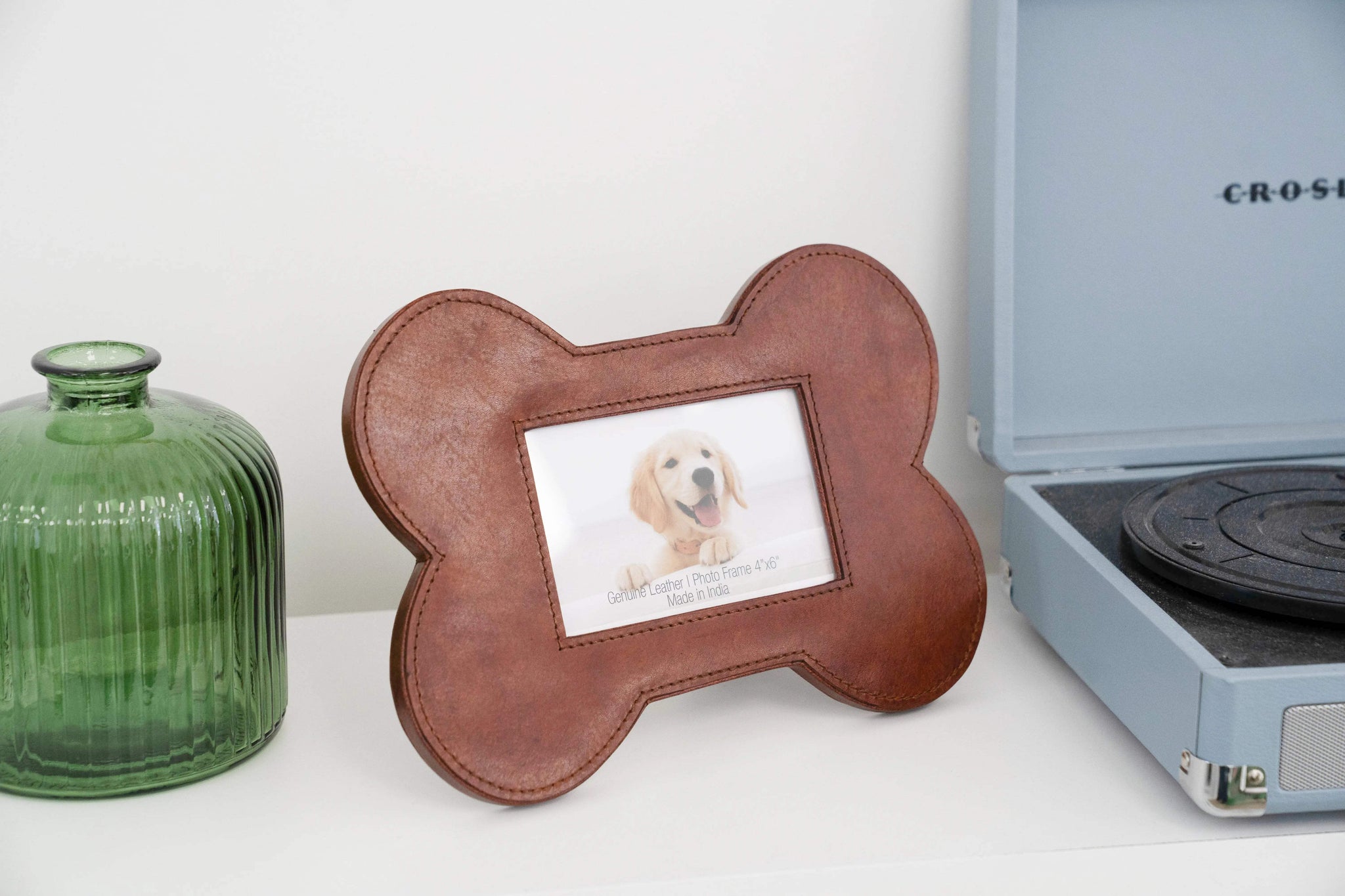 Huntley Pet Leather Bone Shaped Picture Frame, 4x6 - Huntley Equestrian - Flyclothing LLC