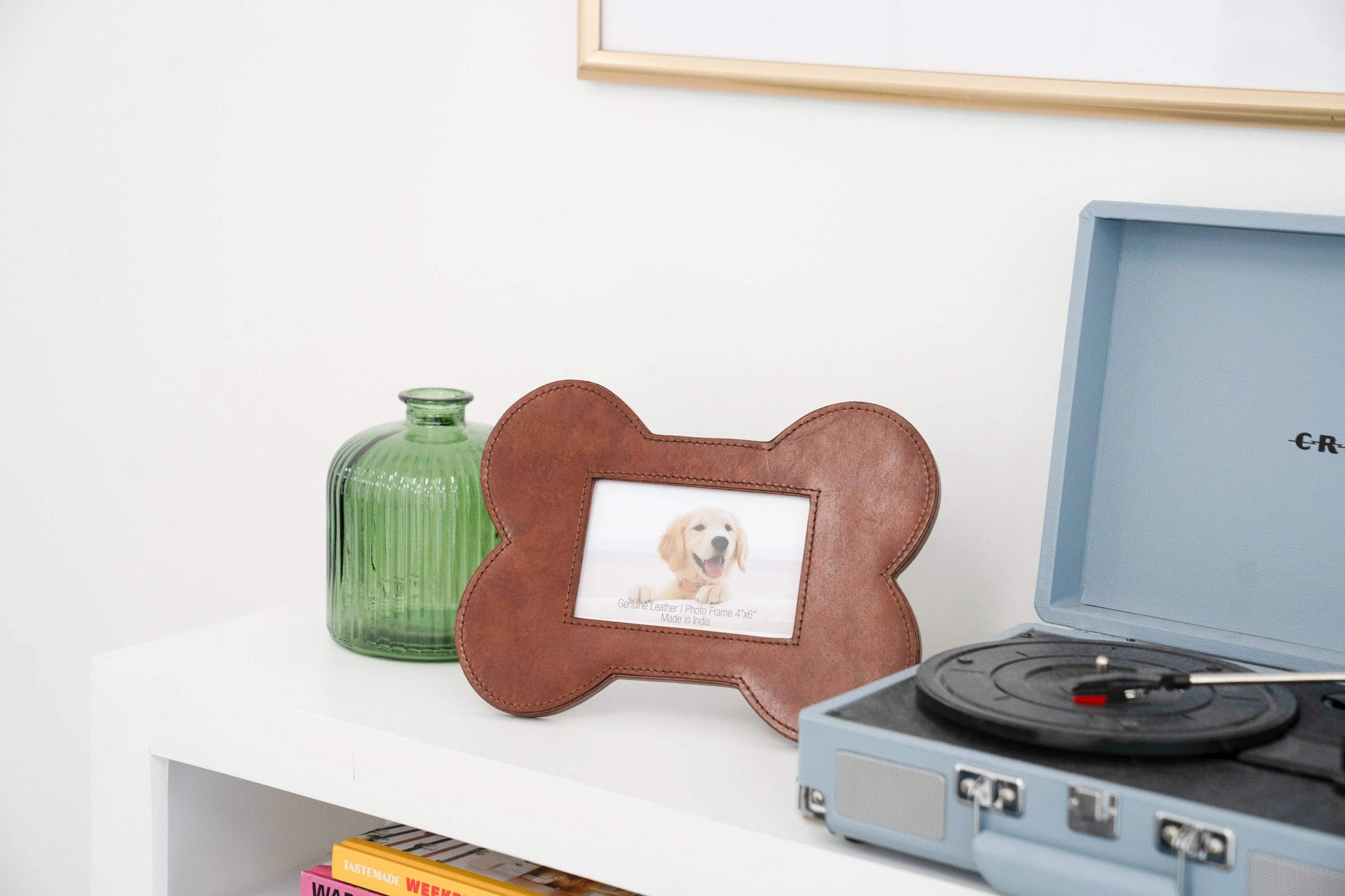 Huntley Pet Leather Bone Shaped Picture Frame, 4x6 - Huntley Equestrian - Flyclothing LLC