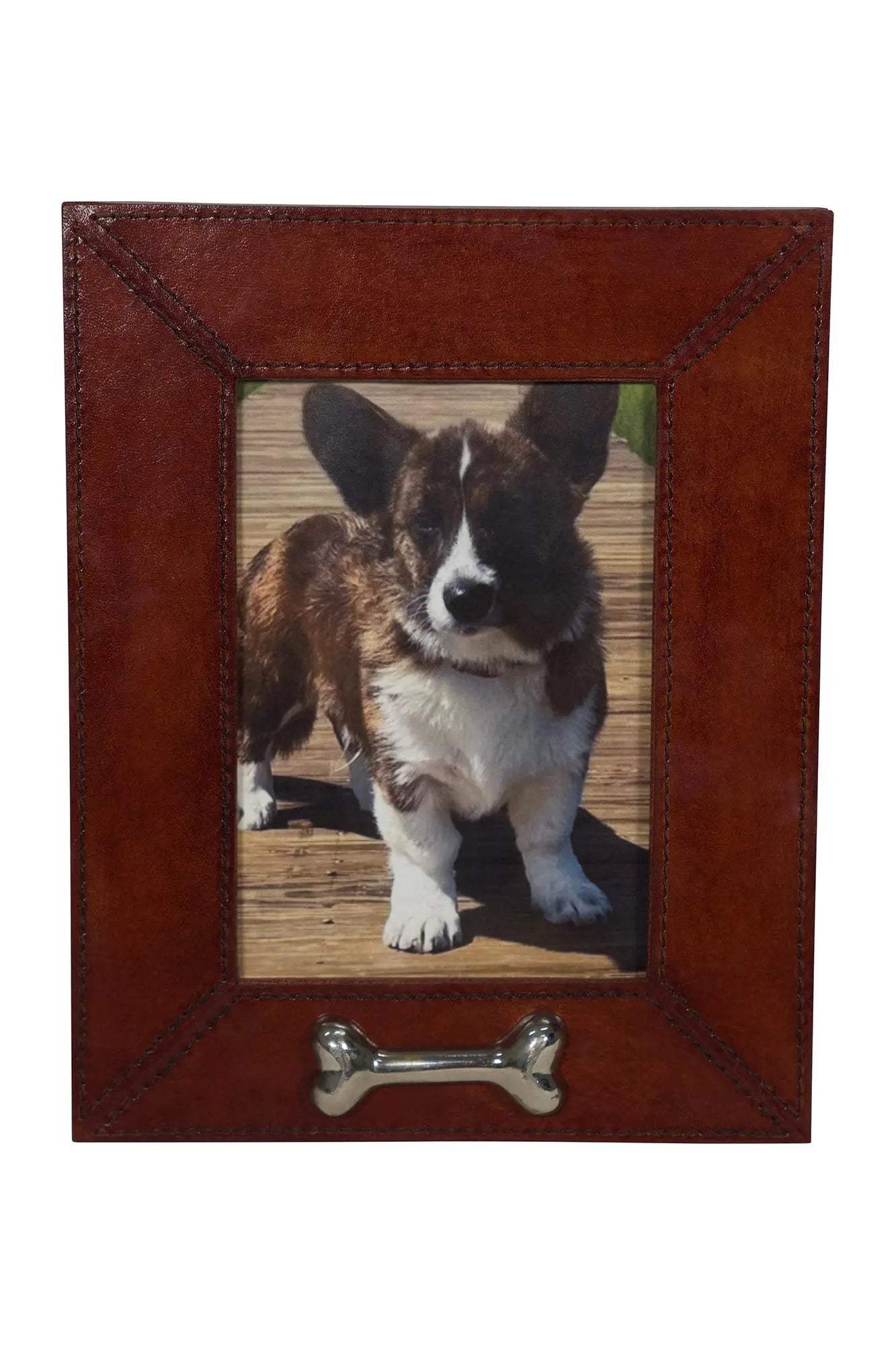 Huntley Pet Leather Picture Frame with Silver Bone Accent - Huntley Equestrian - Flyclothing LLC