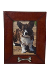 Huntley Pet Leather Picture Frame with Silver Bone Accent - Huntley Equestrian - Flyclothing LLC