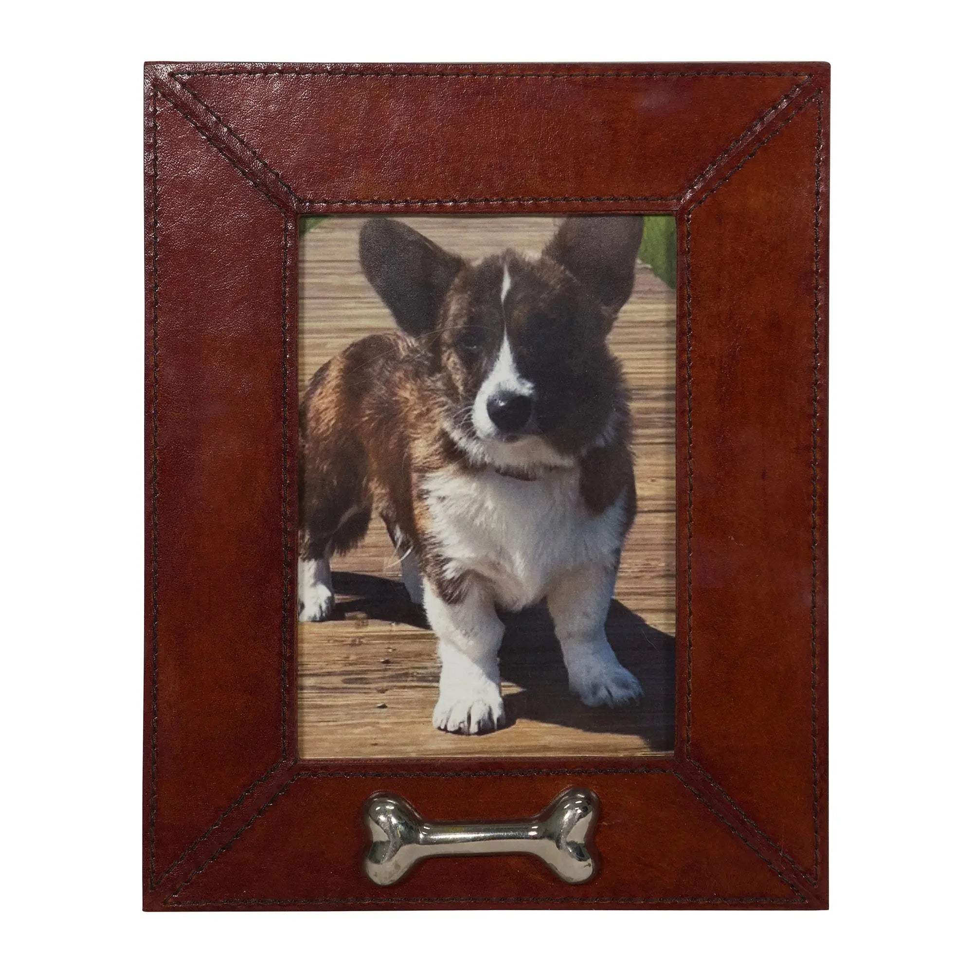 Huntley Pet Leather Picture Frame with Silver Bone Accent - Huntley Equestrian - Flyclothing LLC