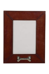 Huntley Pet Leather Picture Frame with Silver Bone Accent - Huntley Equestrian - Flyclothing LLC