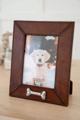 Huntley Pet Leather Picture Frame with Silver Bone Accent - Huntley Equestrian - Flyclothing LLC
