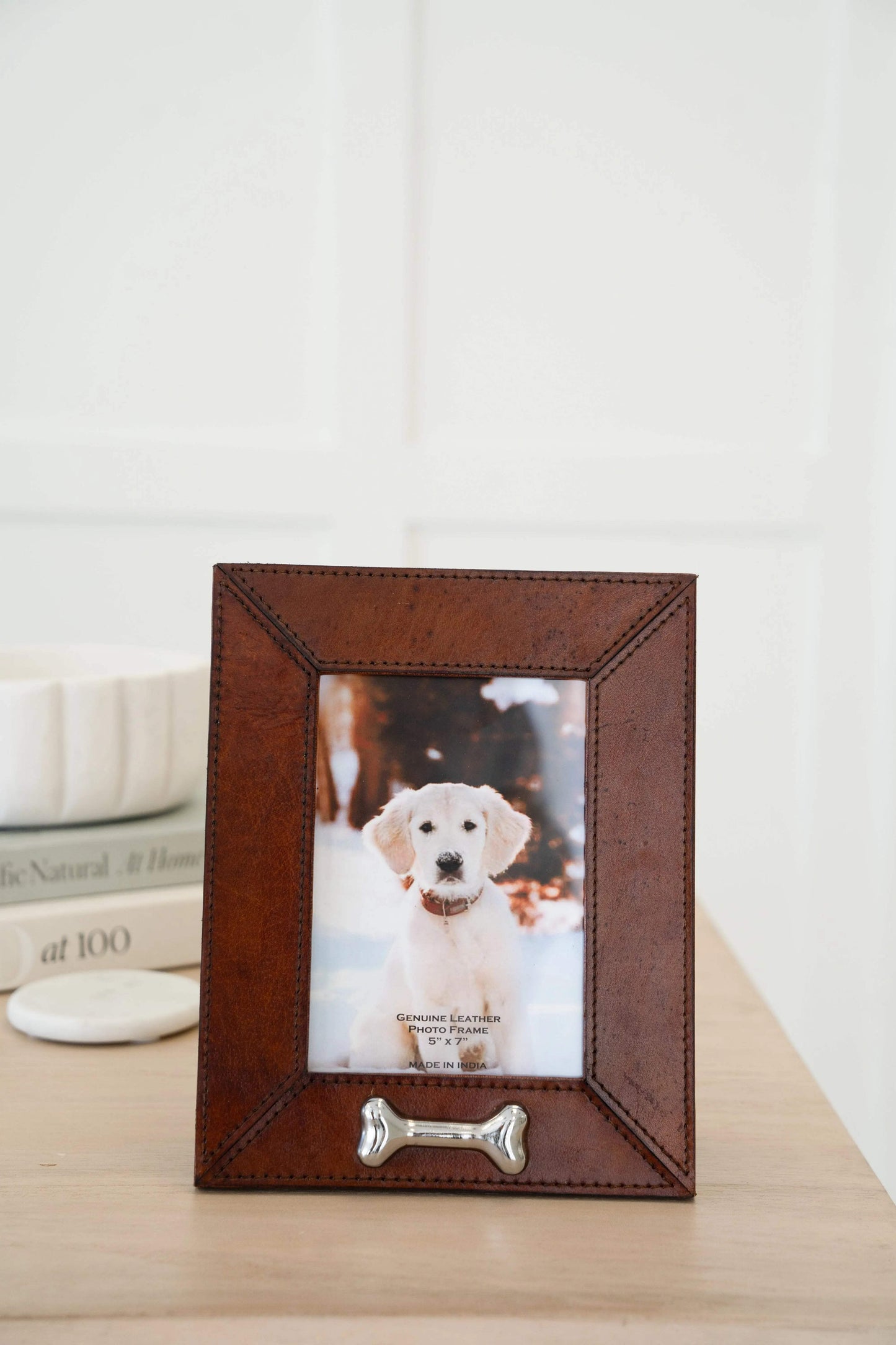 Huntley Pet Leather Picture Frame with Silver Bone Accent - Huntley Equestrian - Flyclothing LLC