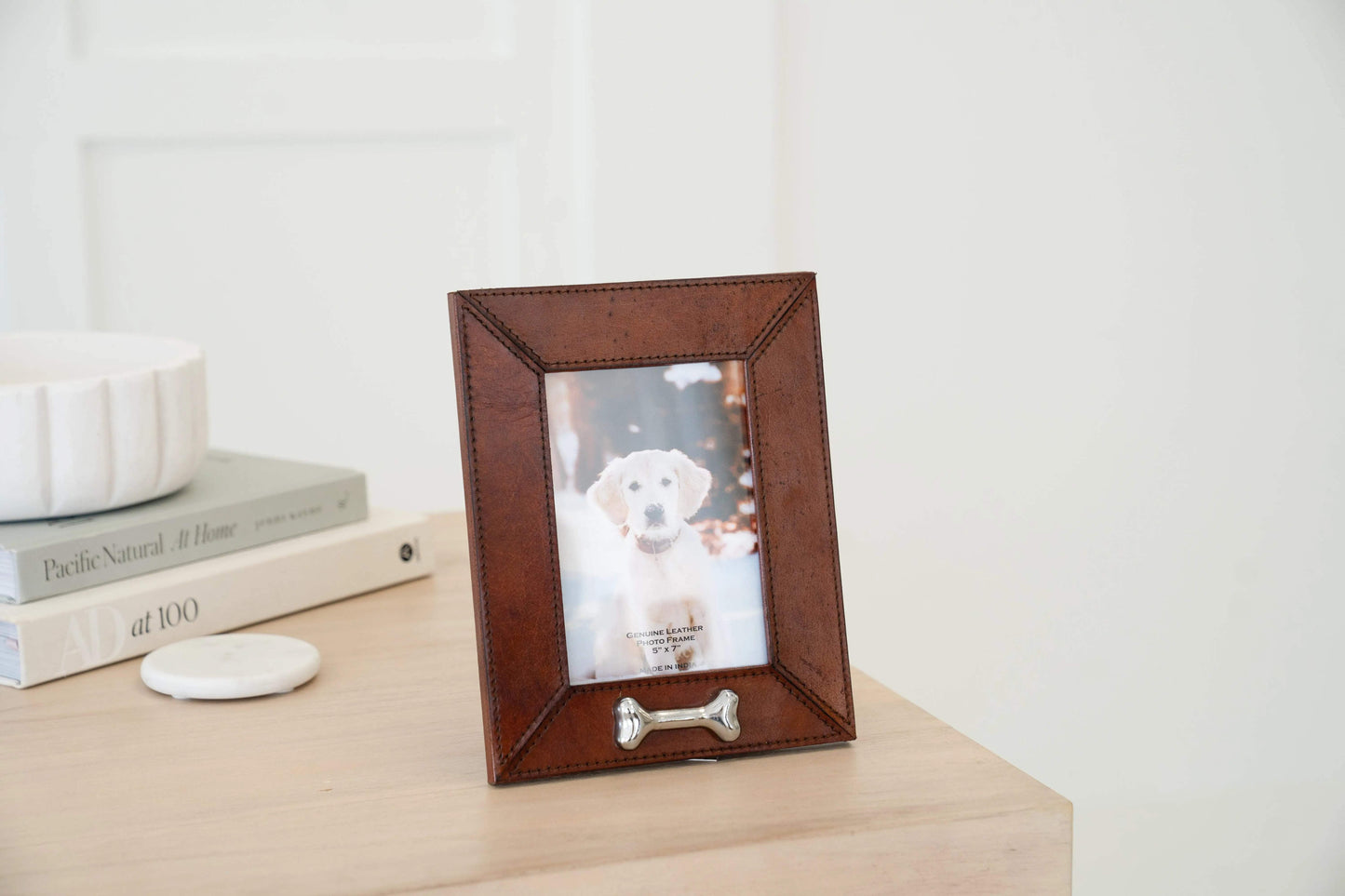 Huntley Pet Leather Picture Frame with Silver Bone Accent - Huntley Equestrian - Flyclothing LLC