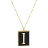 Gold Dipped Enamel Rectangle Monogram Pendant Necklace - Madeline Love - Flyclothing LLC