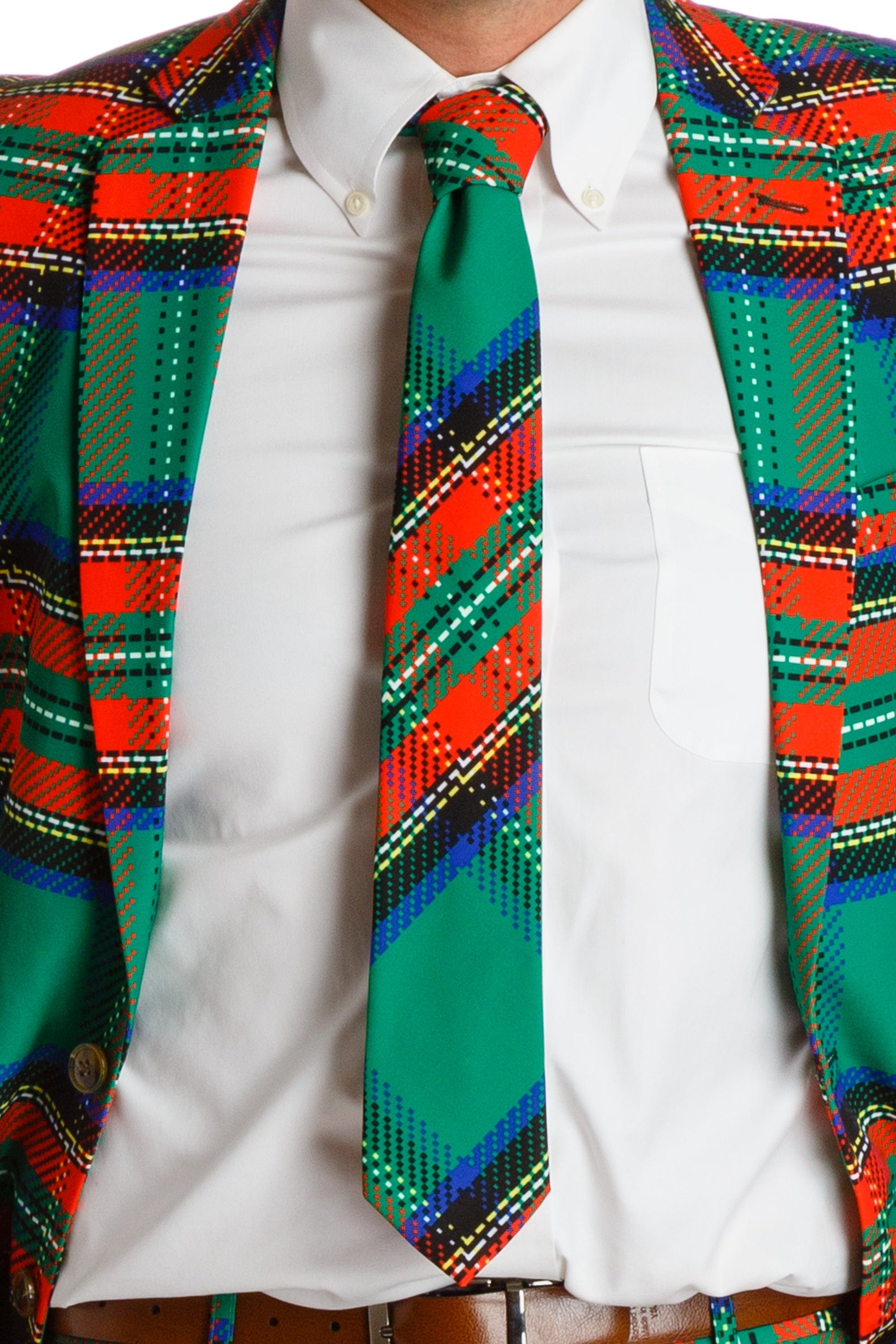The Dirty Dangerfield | Men's Green Plaid Tie - Shinesty