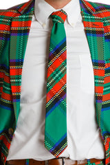 The Dirty Dangerfield | Men's Green Plaid Tie - Shinesty