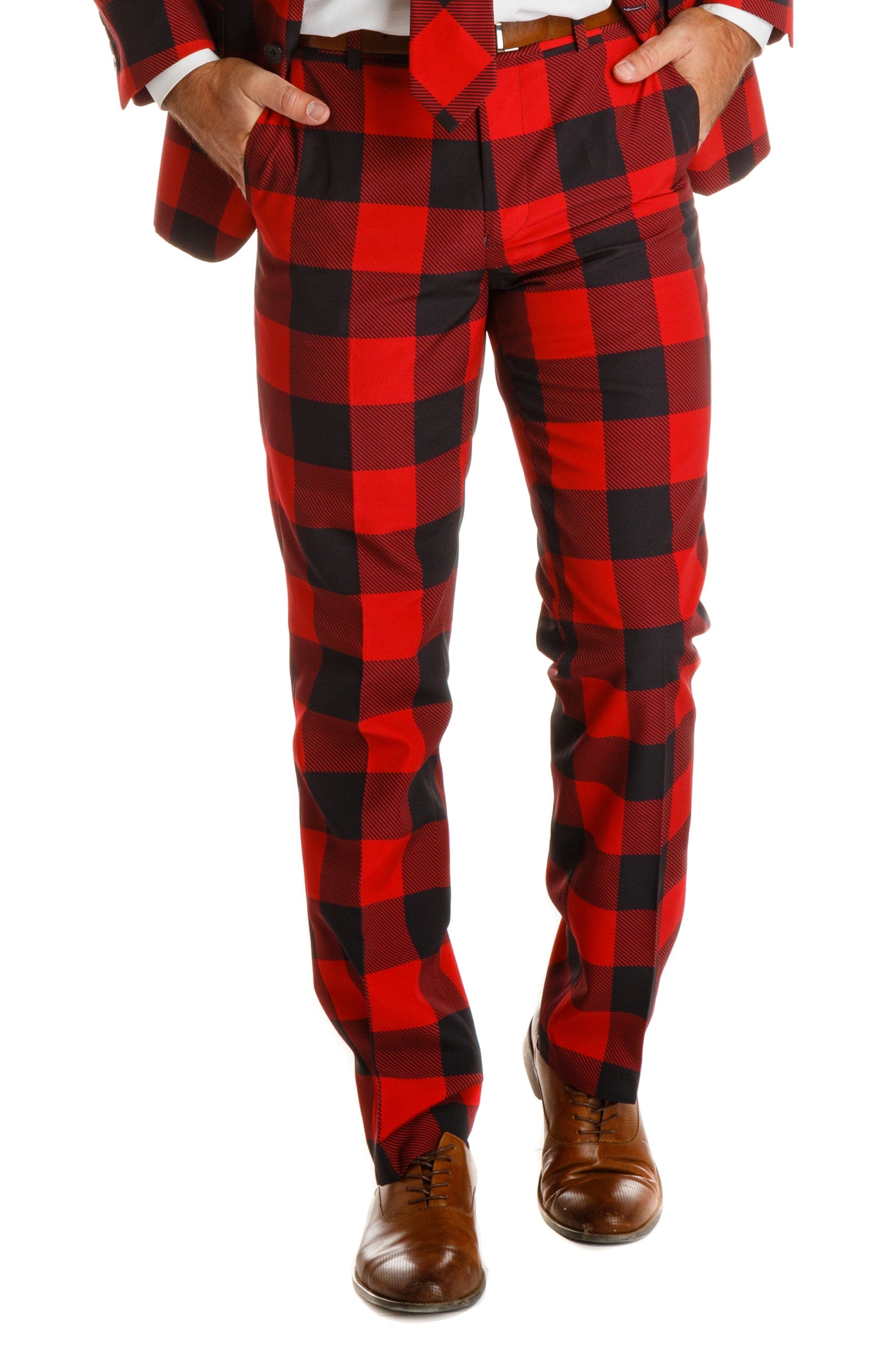 The Red & Black Lumberjack | Buffalo Check Plaid Suit Pants - Shinesty